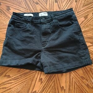 Universal Thread Women's High Rise Midi Black Shorts with Cuffed Hem